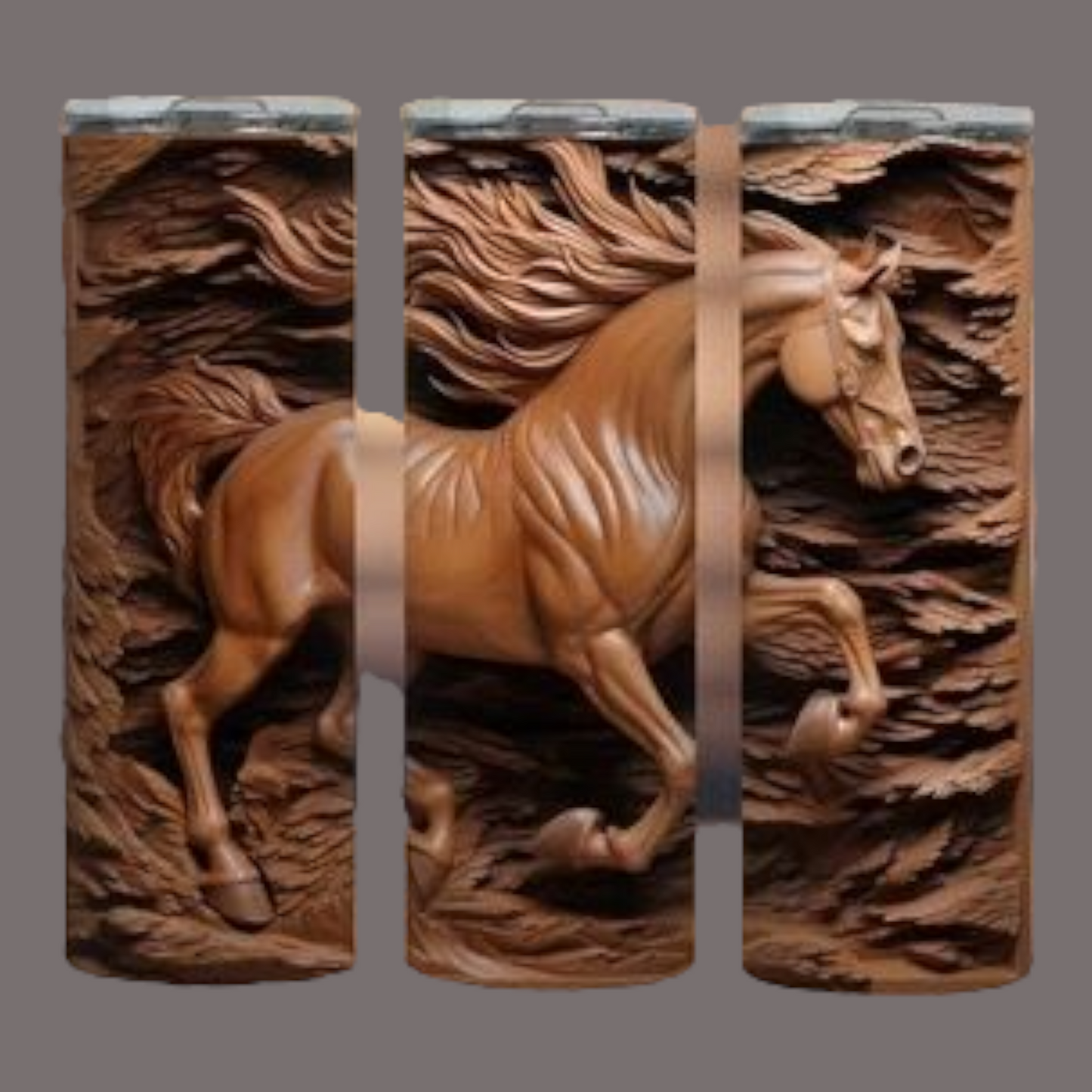 20oz "Horse wood carved sublimation print stainless
