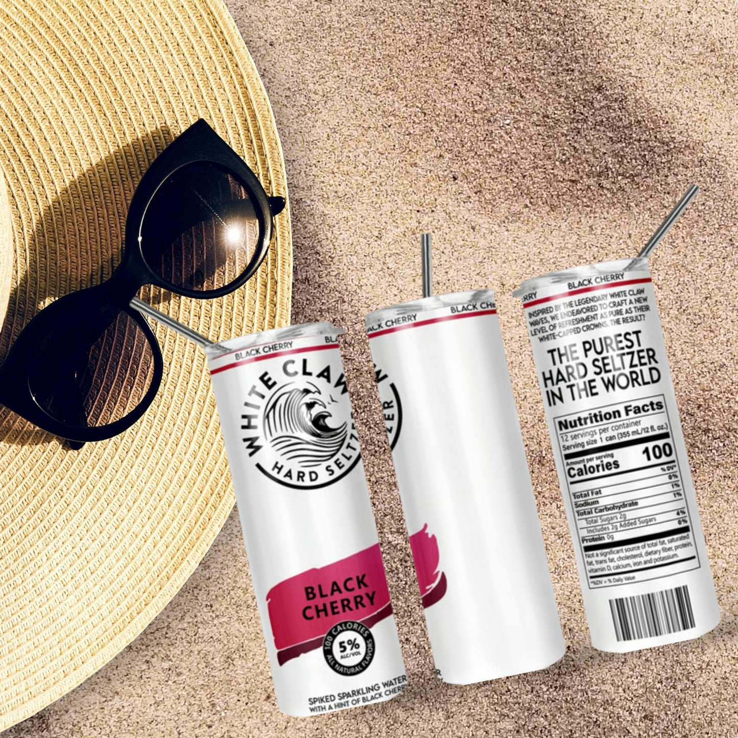 20oz Black Cherry hard seltzer sublimation stainless tumbler