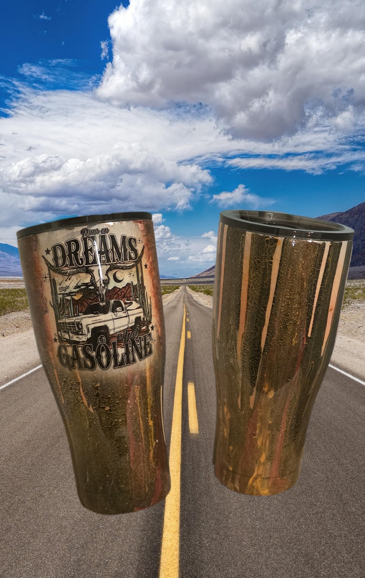 20oz Desert Roads custom epoxy Stainless Tumbler