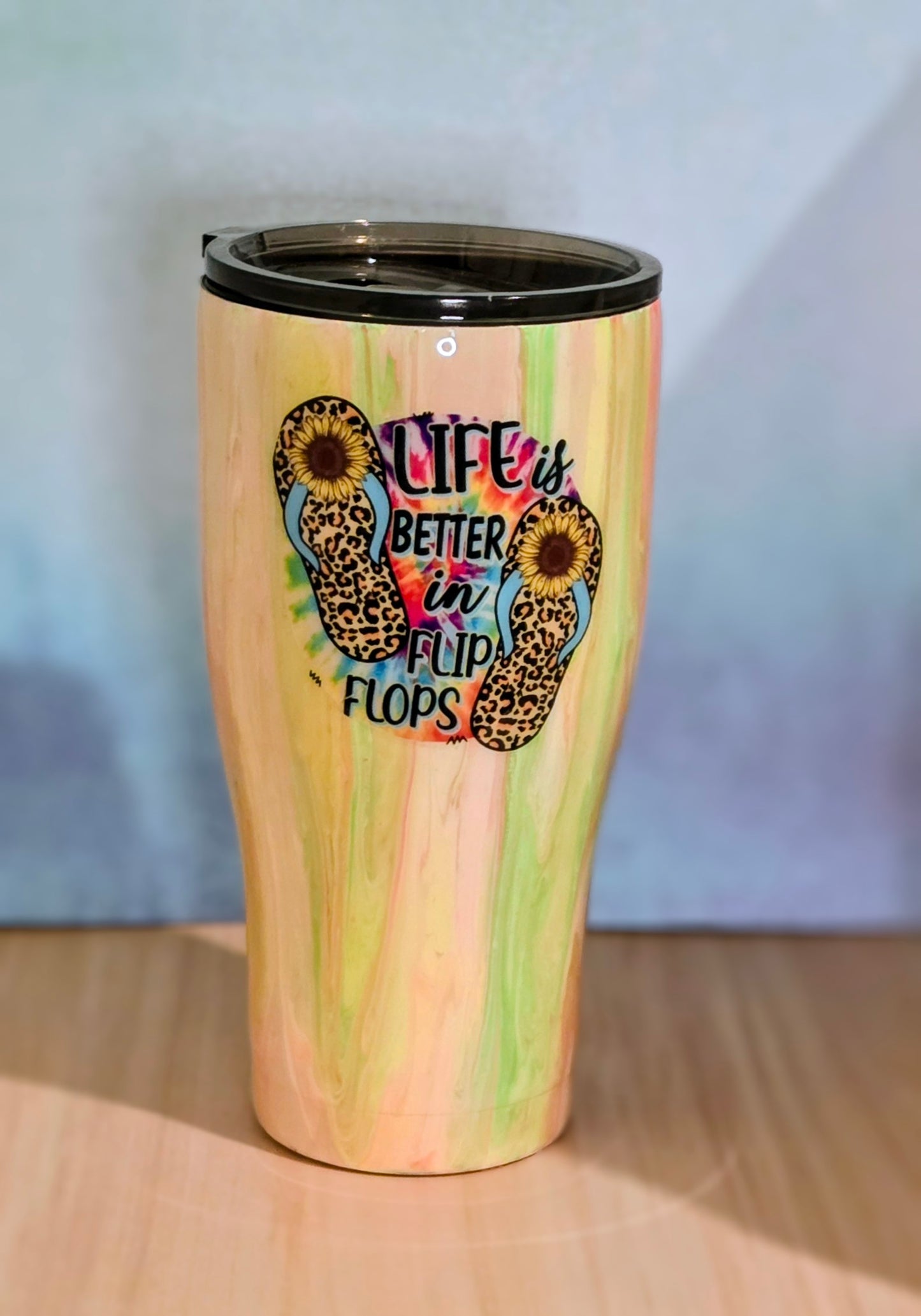 30oz Beach themed custom epoxy Stainless Tumbler.