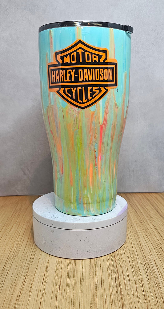 30oz Epoxy Biker custom stainless tumbler.