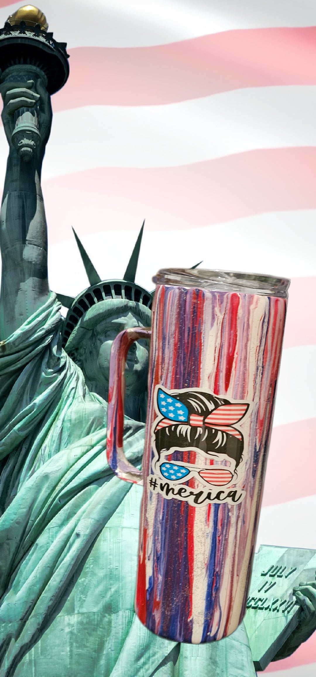 20oz Stainless #merica custom epoxy patriotic finish. #momlife