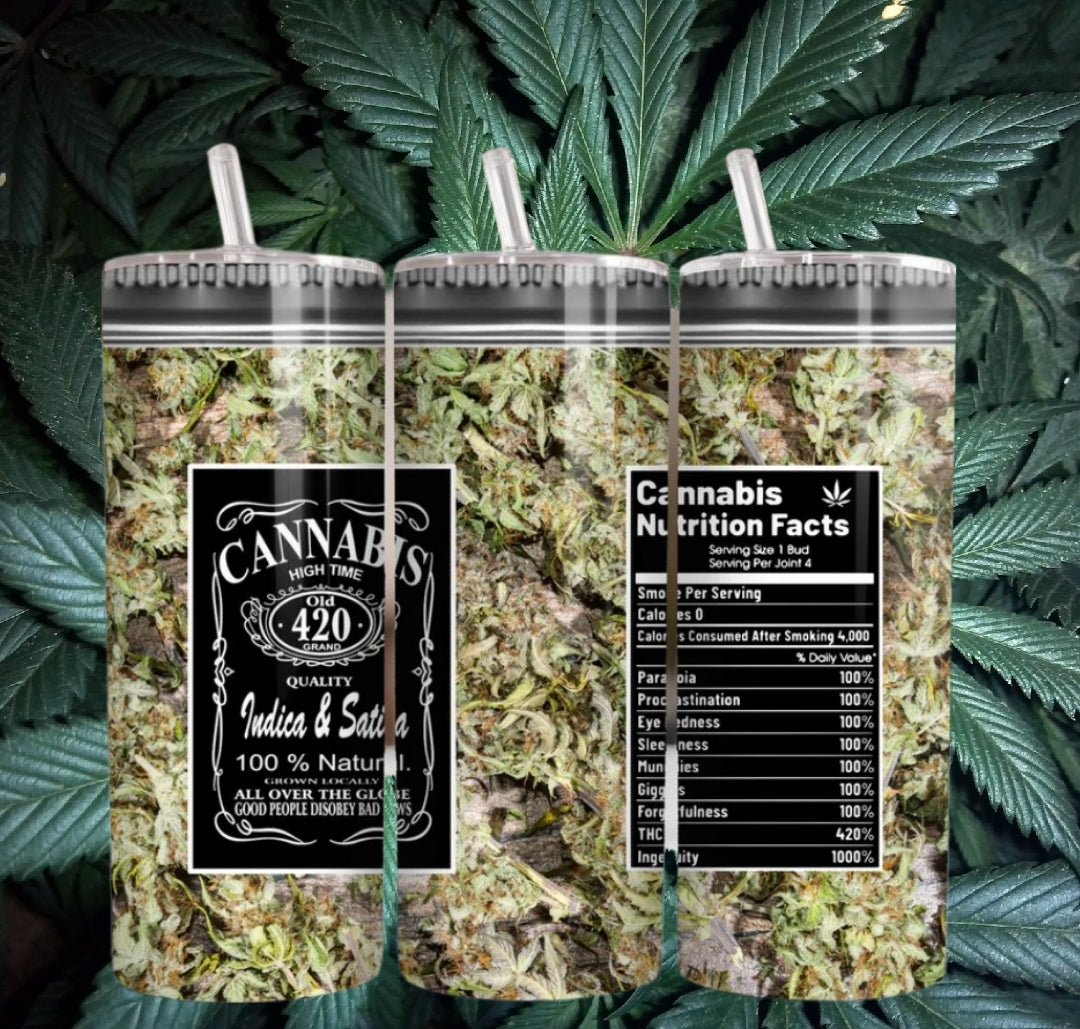 20oz Cannabis sublimation stainless tumbler.