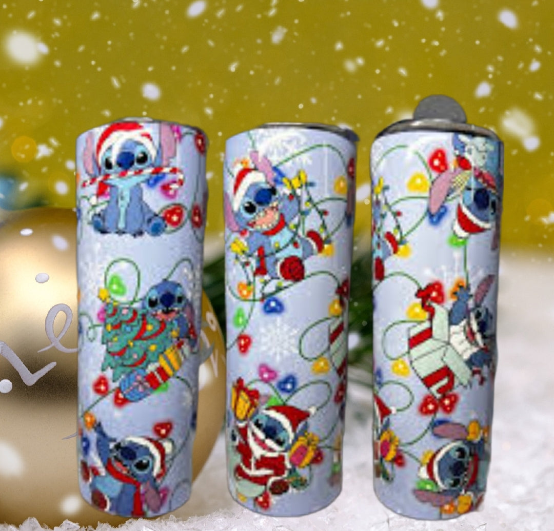 20oz Stitch Christmas stainless tumbler.