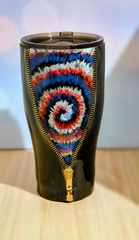 30oz Tie dye jeans jacket custom epoxy Stainless Tumbler